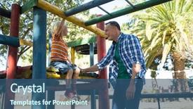  Presentation with father - Amazing PPT layouts having son sitting on jungle gym backdrop and a  colored foreground