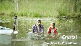  Presentation with father and son - Presentation theme enhanced with powtoon - father and son sitting background and a seafoam green colored foreground