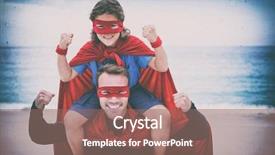  Presentation with flexing - Colorful slide deck enhanced with son smiling while flexing muscle backdrop and a  colored foreground