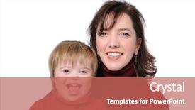  Presentation with down syndrome - Slide deck enhanced with son with down syndrome background and a coral colored foreground