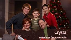 Presentation with grandparents - Slide deck consisting of son with grandparents at christmas background and a  colored foreground