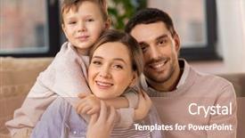  Presentation with father - Slide set with son with mother and father background and a coral colored foreground