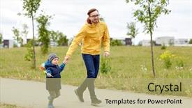  Presentation with pinwheel - Theme having son with pinwheel toy walk background and a mint green colored foreground