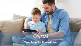  Presentation with technology - Amazing slide deck having son with tablet pc computer backdrop and a teal colored foreground