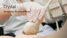  Presentation with examination - Audience pleasing theme consisting of sonar - examination for cancer backdrop and a soft green colored foreground