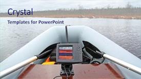  Presentation with rubber - Cool new slides with sonar - fish-finding fathometer on rubber boat backdrop and a sky blue colored foreground
