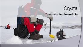  Presentation with frozen ice cold fish - Theme having sonar - ice fishermen fishing background and a light gray colored foreground