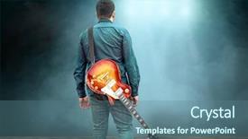  Presentation with music instrument - Presentation featuring song entertainment and music instrument background and a ocean colored foreground