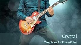  Presentation with music instrument - PPT theme with song entertainment and music instrument background and a ocean colored foreground