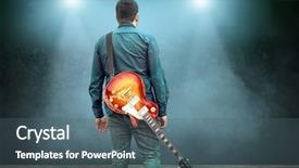  Presentation with music instrument - Amazing slides having song entertainment and music instrument backdrop and a ocean colored foreground