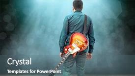  Presentation with music instrument - Cool new PPT theme with song entertainment and music instrument backdrop and a ocean colored foreground