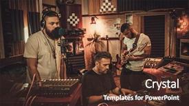  Presentation with music band - Cool new presentation design with song in boutique recording studio backdrop and a tawny brown colored foreground