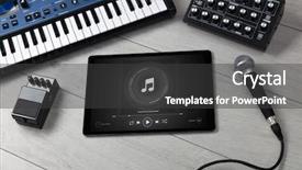  Presentation with electronic music - Presentation theme with song on tablet with electronic background and a dark gray colored foreground