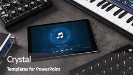  Presentation with electronic music - Slide deck with song on tablet with electronic background and a navy blue colored foreground
