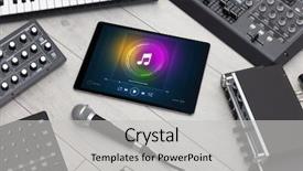  Presentation with electronic music - Amazing presentation theme having song on tablet with electronic backdrop and a light gray colored foreground
