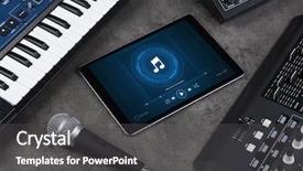  Presentation with electronic music - Theme having song on tablet with electronic background and a dark gray colored foreground