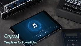  Presentation with electronic music - Theme with song on tablet with electronic background and a navy blue colored foreground