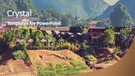  Presentation with top view of amazon river - Presentation theme enhanced with song river at vang vieng laos background and a teal colored foreground