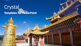  Presentation with china - Colorful presentation design enhanced with songzanlin-temple-in-shangrila-yunnan backdrop and a ocean colored foreground