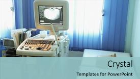  Presentation with consulting - PPT theme featuring ultra sonography - image of an empty doctor's background and a light blue colored foreground