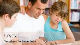  Presentation with books on bookshelf in library - Presentation featuring sons in library with books background and a  colored foreground