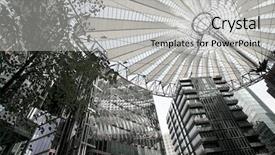  Presentation with corporation - Amazing PPT theme having sony building at potsdamer platz backdrop and a light gray colored foreground