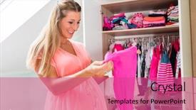  Presentation with mom baby - PPT layouts consisting of soon-to-be mom shows background and a coral colored foreground