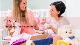  Presentation with choosing life partner - PPT theme featuring soon-to-be mums choosing background and a coral colored foreground