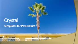  Presentation with hotel - Slide deck with soothing - beautiful hotel at summer background and a teal colored foreground