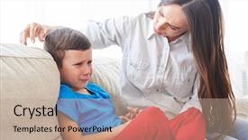  Presentation with soothing - Beautiful slides featuring soothing - close-up shot of young mother backdrop and a coral colored foreground