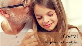  Presentation with soothing - Beautiful PPT theme featuring soothing - family support childhood and people backdrop and a coral colored foreground