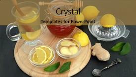  Presentation with ginger lemon drink - Presentation theme having soothing - natural flu and cold remedy background and a gold colored foreground