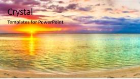  Presentation with sunset beach - PPT layouts featuring soothing - seaview at sunset amazing landscape background and a coral colored foreground
