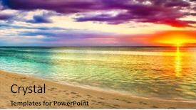  Presentation with soothing - PPT theme consisting of soothing - seaview at sunset amazing landscape background and a yellow colored foreground