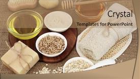  Presentation with natural skincare - PPT theme having soothing - skincare and body care products background and a coral colored foreground