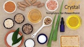  Presentation with natural skincare - Colorful PPT layouts enhanced with soothing - skincare ingredients to soothe psoriasis backdrop and a coral colored foreground