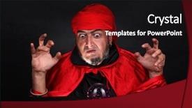  Presentation with crystal ball - Colorful PPT theme enhanced with soothsayer predicts future fortune telling backdrop and a black colored foreground