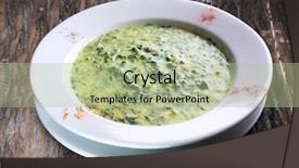  Presentation with soup - Slides having sop - broccoli cream-soup plate background and a mint green colored foreground