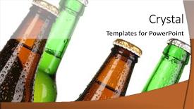  Presentation with milk bottle and milk glass - Slide deck consisting of sop - coloured glass beer bottles isolated background and a white colored foreground