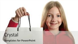  Presentation with pretty girl - Colorful presentation design enhanced with sop - pretty blond girl with copy backdrop and a light gray colored foreground