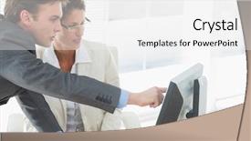  Presentation with business office desk - Slide deck with sop - side view of smartly dressed background and a white colored foreground