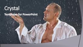 Presentation with rain - PPT theme featuring sop - tanned bodybuilder wearing white wet background and a  colored foreground