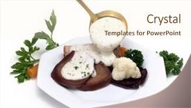  Presentation with soya sauce - Colorful presentation theme enhanced with sop - toast with dill sauce isolated backdrop and a  colored foreground