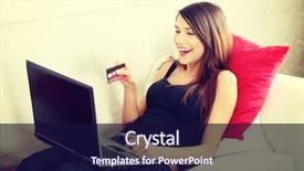  Presentation with internet - Slide set featuring sop - young woman's sopping in internet background and a navy blue colored foreground