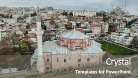  Presentation with church blue - Beautiful PPT theme featuring sophia and the blue mosque backdrop and a gray colored foreground