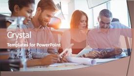  Presentation with business office desk - Presentation theme enhanced with sophisticated - creative business colleagues using digital background and a coral colored foreground