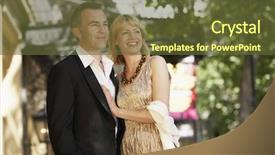  Presentation with aged spouse - PPT layouts with sophisticated - elegant middle aged couple outside background and a tawny brown colored foreground