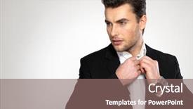  Presentation with black - PPT layouts featuring sophisticated - fashion young businessman black suit background and a violet colored foreground