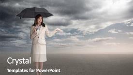  Presentation with sophisticated lifestyle - Cool new slide set with sophisticated businesswoman holding an umbrella backdrop and a gray colored foreground