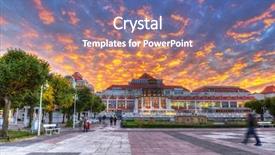  Presentation with scenery - Audience pleasing presentation theme consisting of sopot city at sunset poland backdrop and a ocean colored foreground